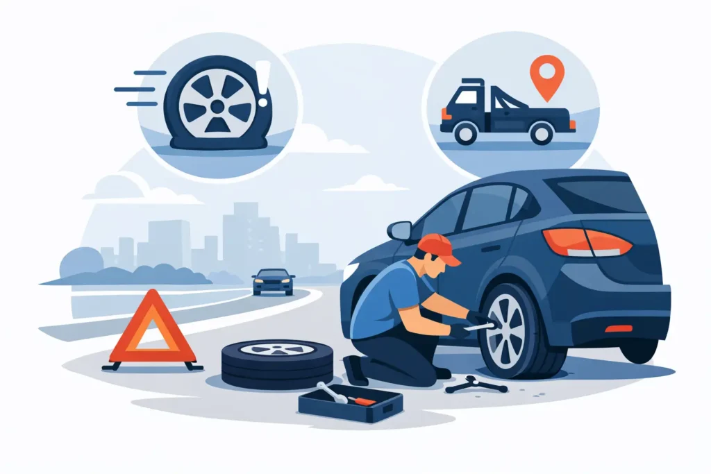 How to Handle Flat Tyre Safely and Fast