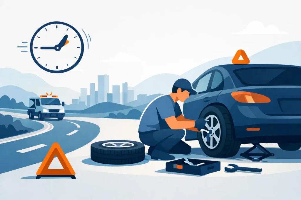 Emergency Flat Tyre Change When Every Minute Counts