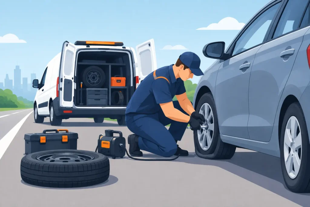 Tyre Puncture Repair at Location: Fast Roadside Help